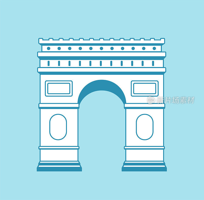 凯旋门-法国，巴黎|世界著名建筑矢量插图